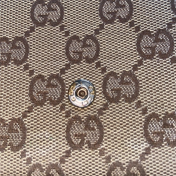Authentic GUCCI GG Monogram Bamboo Brown/Gold Canvas Bifold Wallet 129166-2778 - Picture 13 of 14